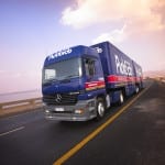 Pickfords truck in transit on the open road.