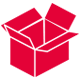 Red packing box icon.